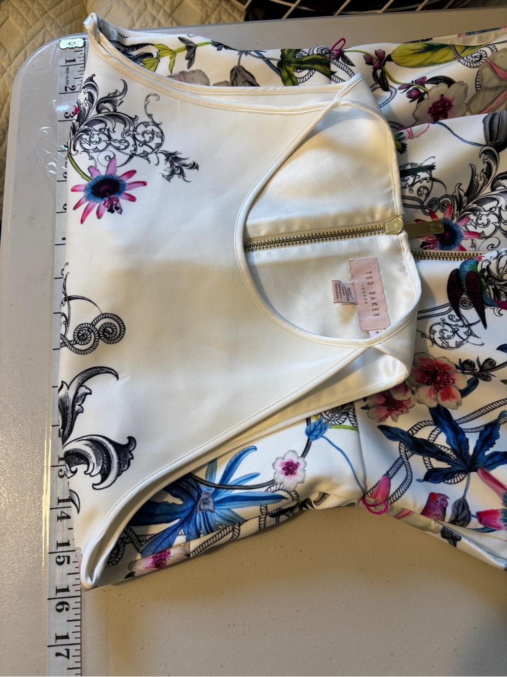 Ted Baker Samm Floral Dress Size 4 Passion Flower Fit & Flare Wedding Guest - Picture 11 of 15